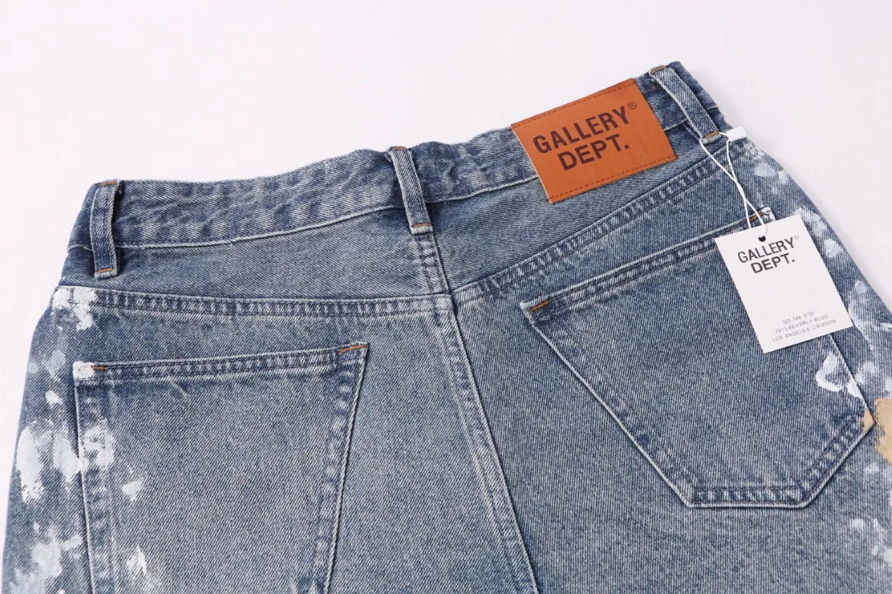 663#Gallery Dept New style distressed retro splashed blue washed denim shorts casual pants washed blue S~XL p200